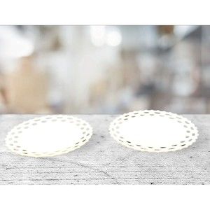 Set 2 White Milk Glass Doric Open Lace Edge Plate Platter  Milkglass 11" Footed